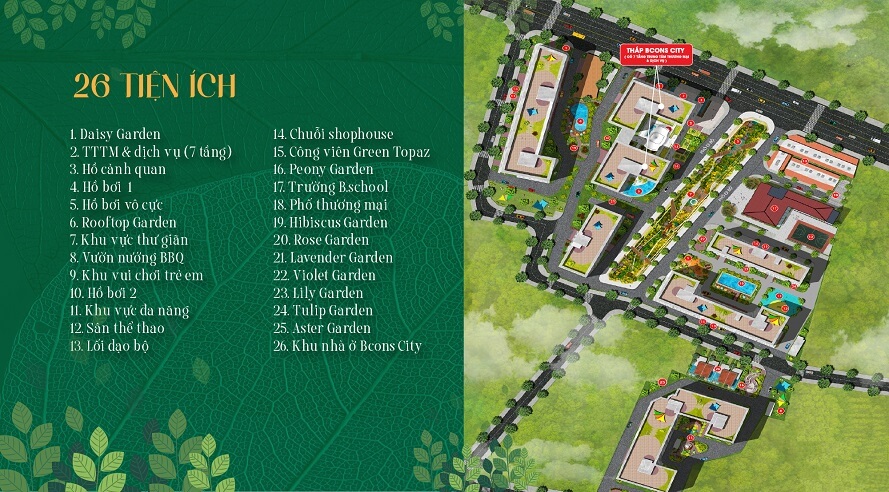 tiện ích nội khu Bcons city 26 tiện ích