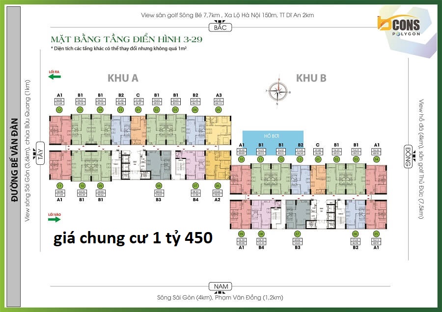 Giá bán chung cư Bcons Polygon