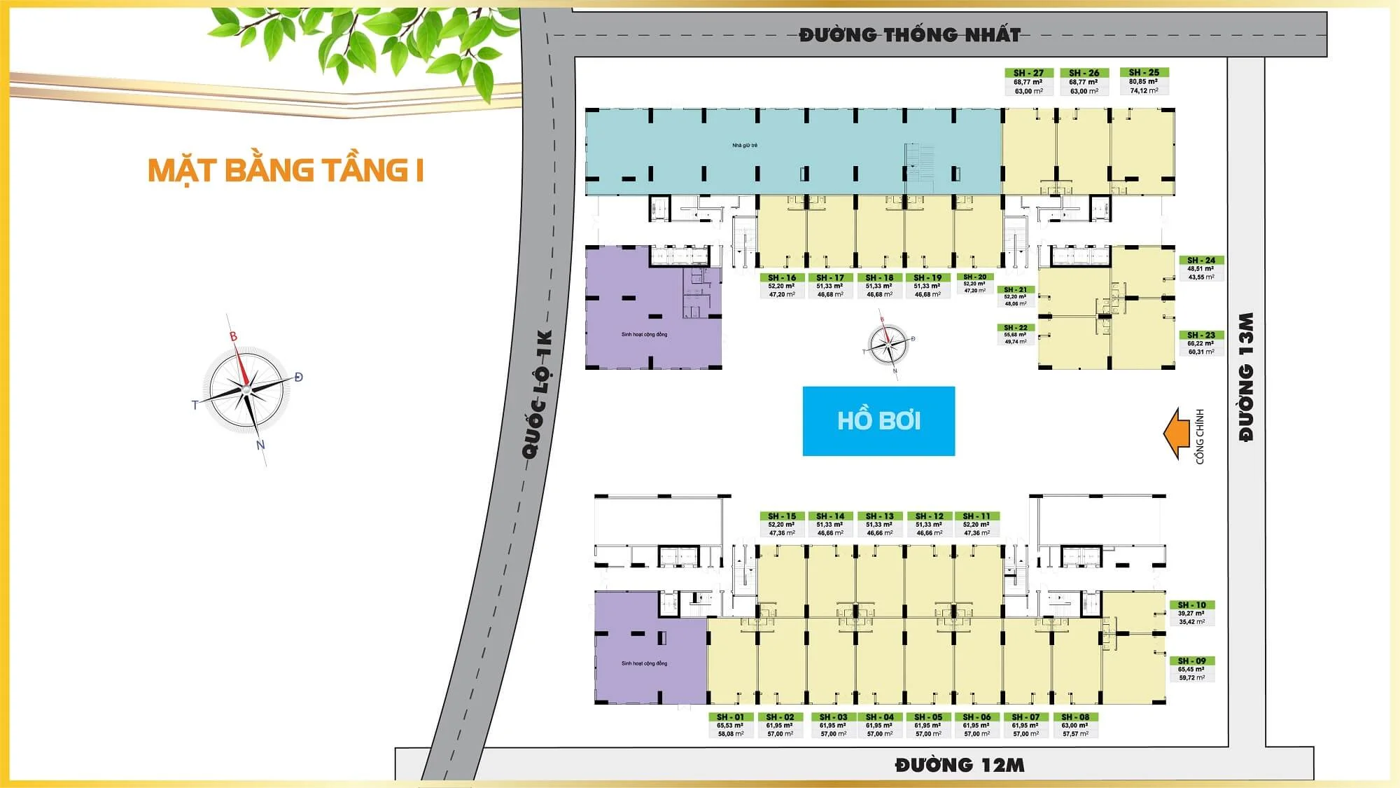 mặt bằng chung cư bcons plaza tầng 1