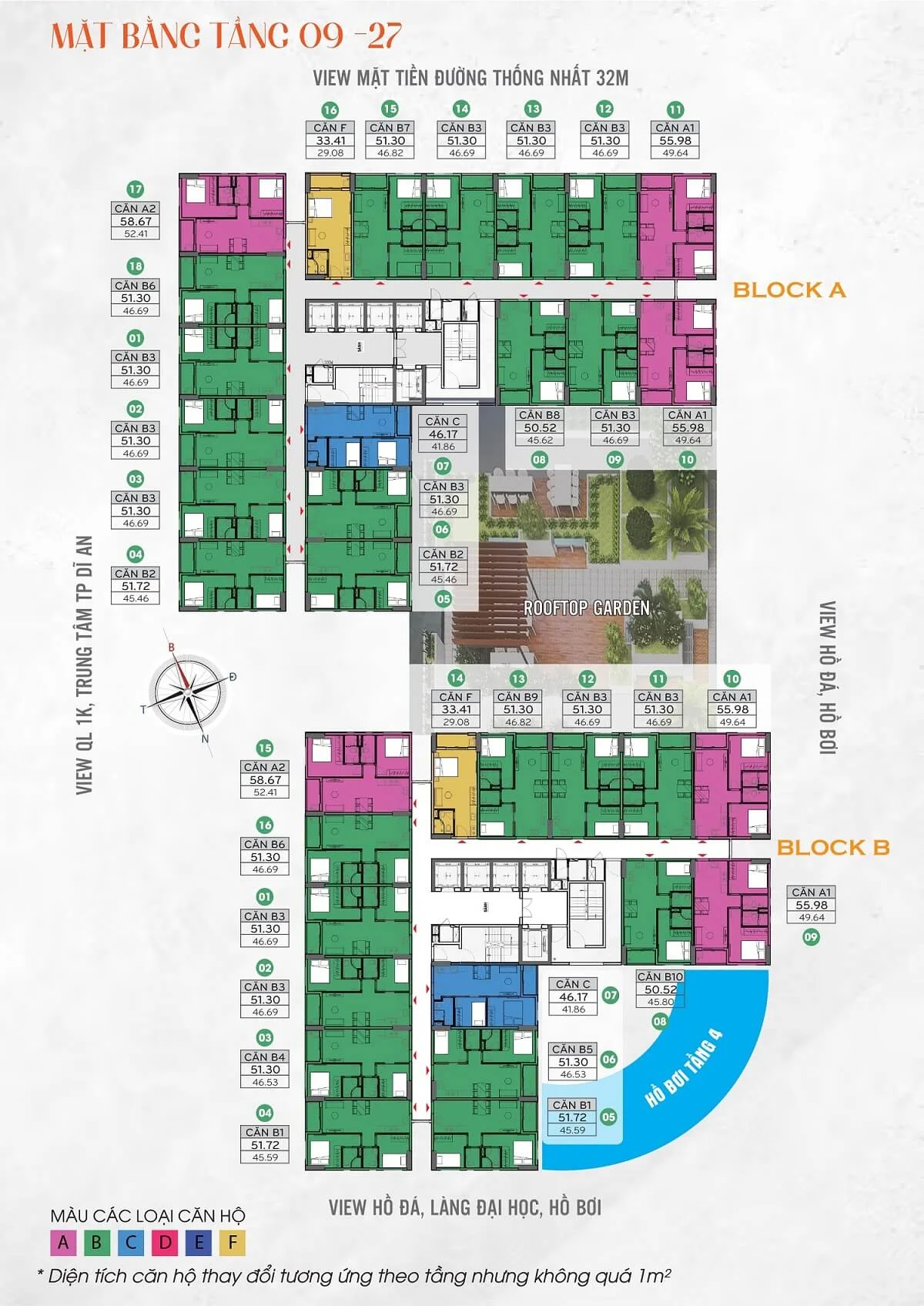 Mặt bằng Bcons City đường Thống Nhất Full HD 8 Mặt bằng tầng điển hình bcons City